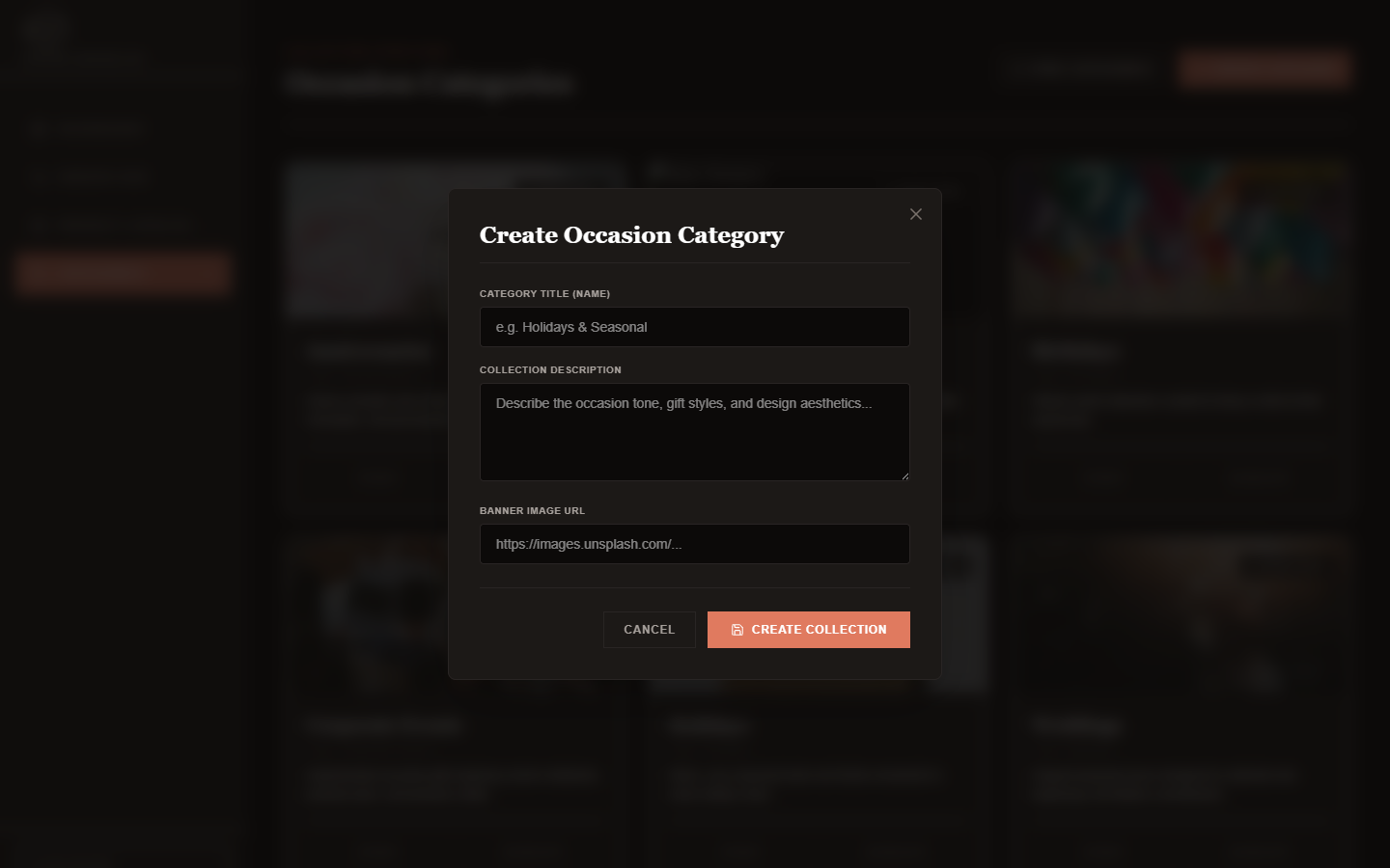 Create Category Modal Screenshot