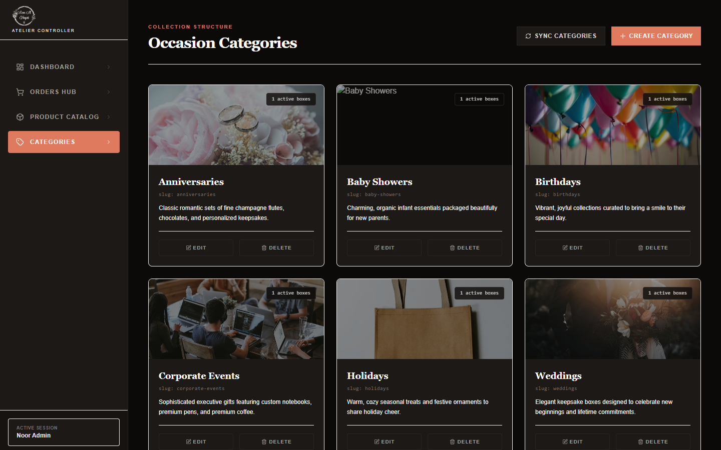 Admin Categories Catalog Screenshot